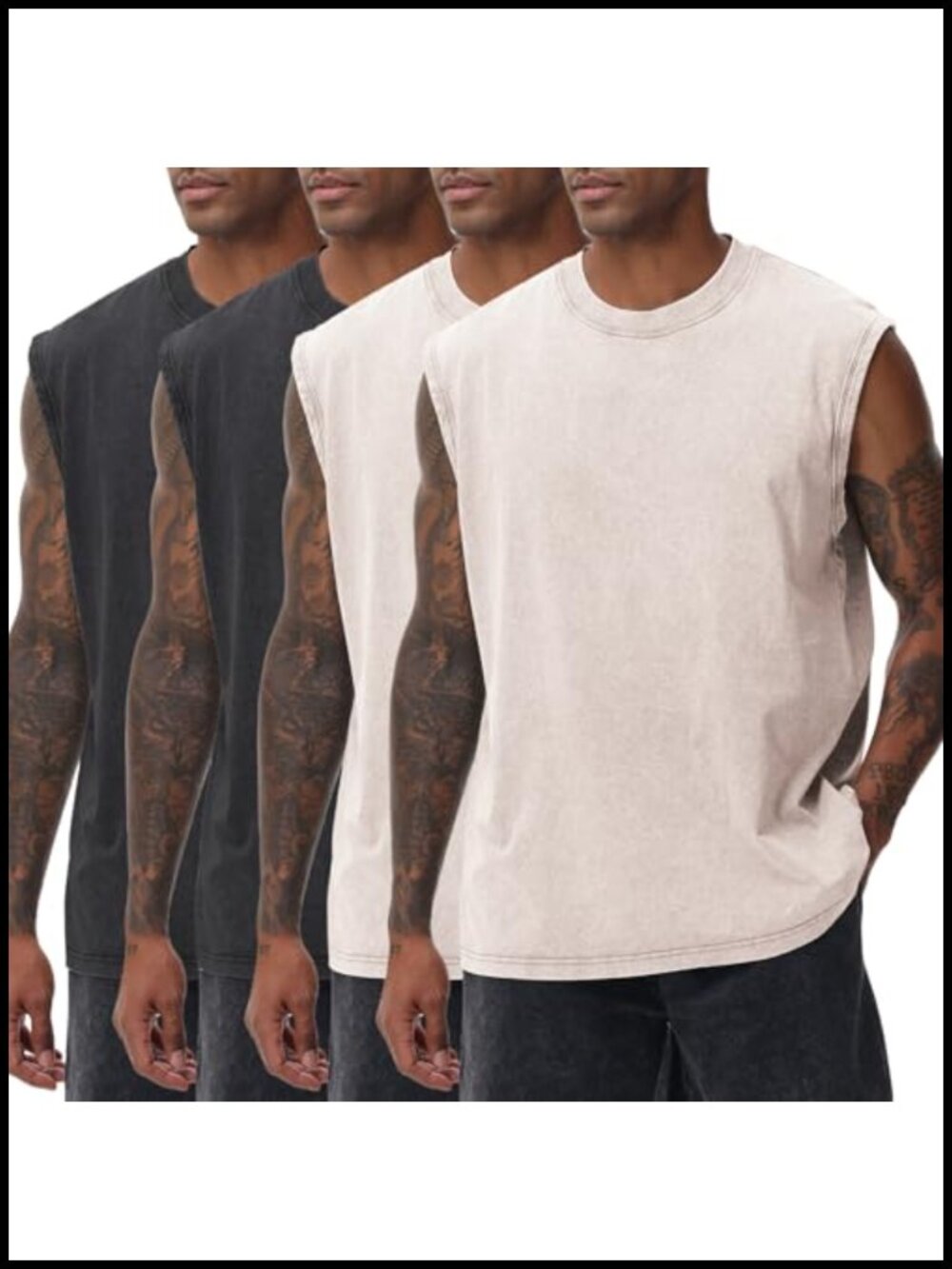 Men's Sleeveless Workout Tank Tops Muscle Shirt Acid Wash Loose Fit Gym Tee